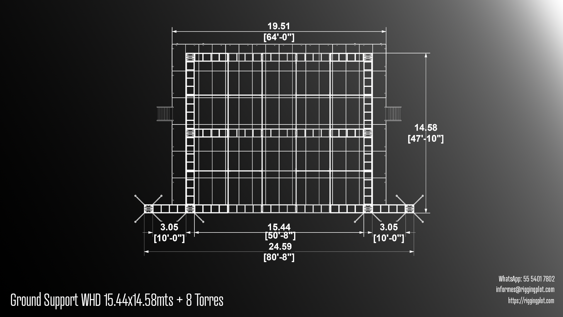 RENTA DE GROUND SUPPORT WHD 18.50X12.20MTS CON CANTILIVER DE 16 TORRES CANCÚN